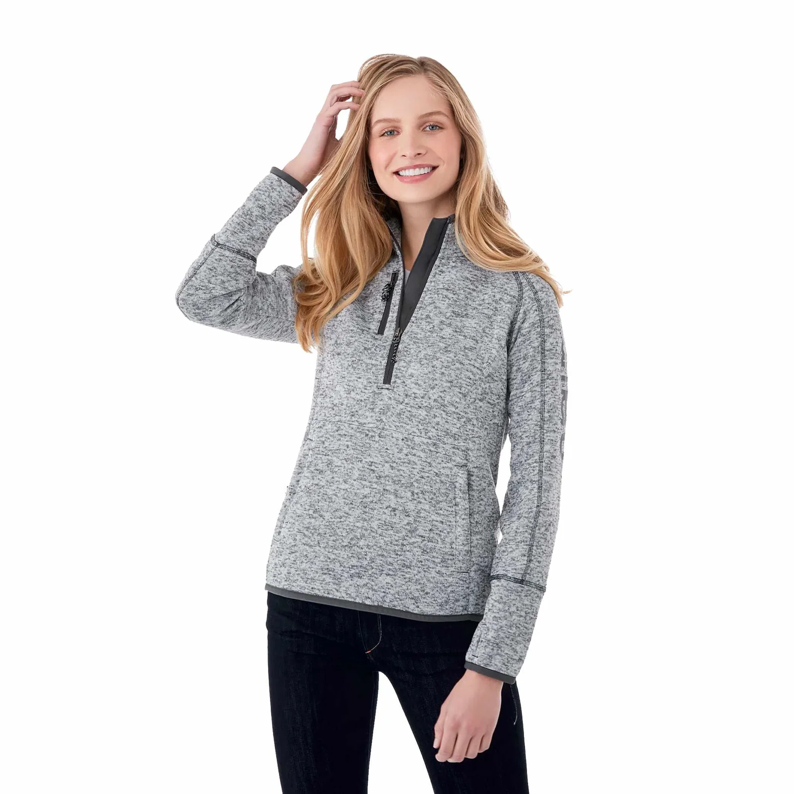 Custom Women's Vorlage Knit Half Zip Pullover Jacket — view 31