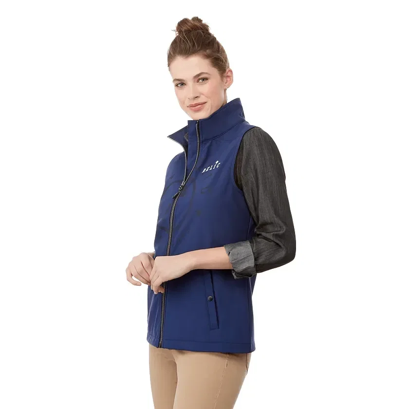 Custom Branded WARLOW Women's Waterproof Softshell Vest being worn