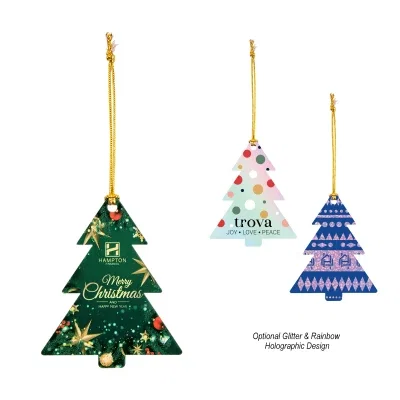 Custom shape wood ornament for holiday trees, roughly three inches wide