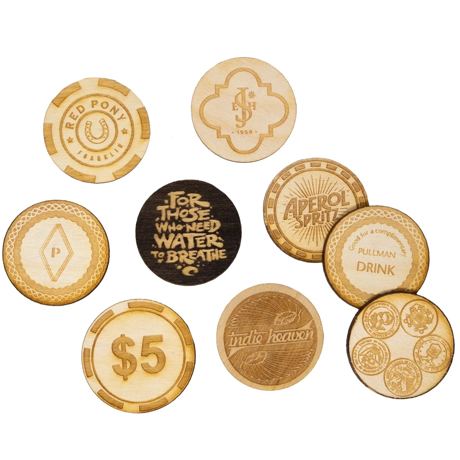 Wood Poker Chips: 1 Side Imprint — view 3