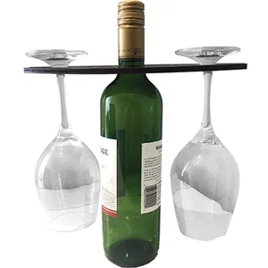 Wood Wine Caddy with Laser Engraving, Holds 2 Glasses