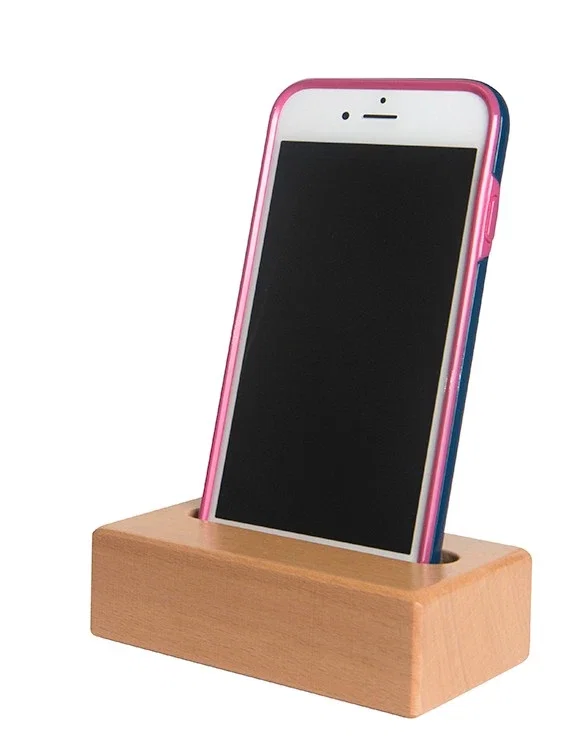 Custom Wooden Block Phone Holder — view 5