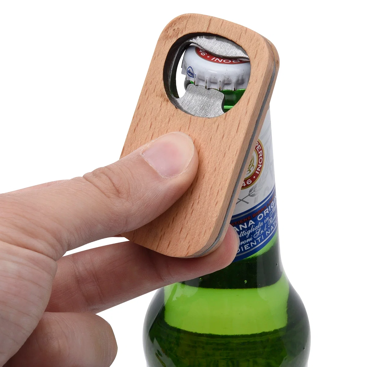Angled view showing the slim profile of the opener