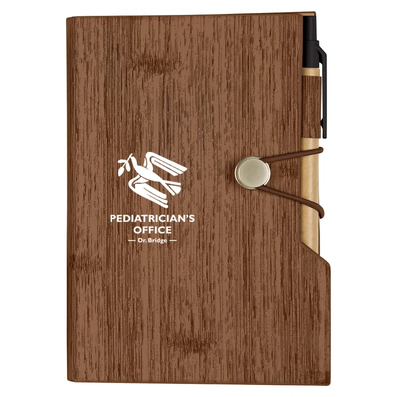 Woodgrain Look Notebook With Sticky Notes And Flags — view 2