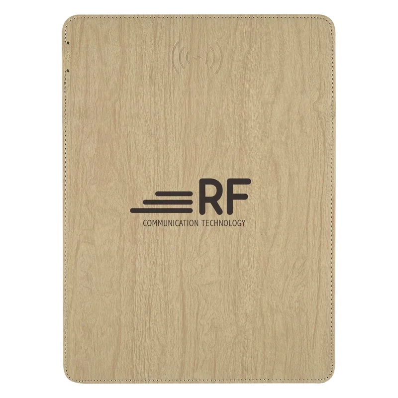 Woodgrain Wireless Charging Mouse Pad With Phone Stand — view 2