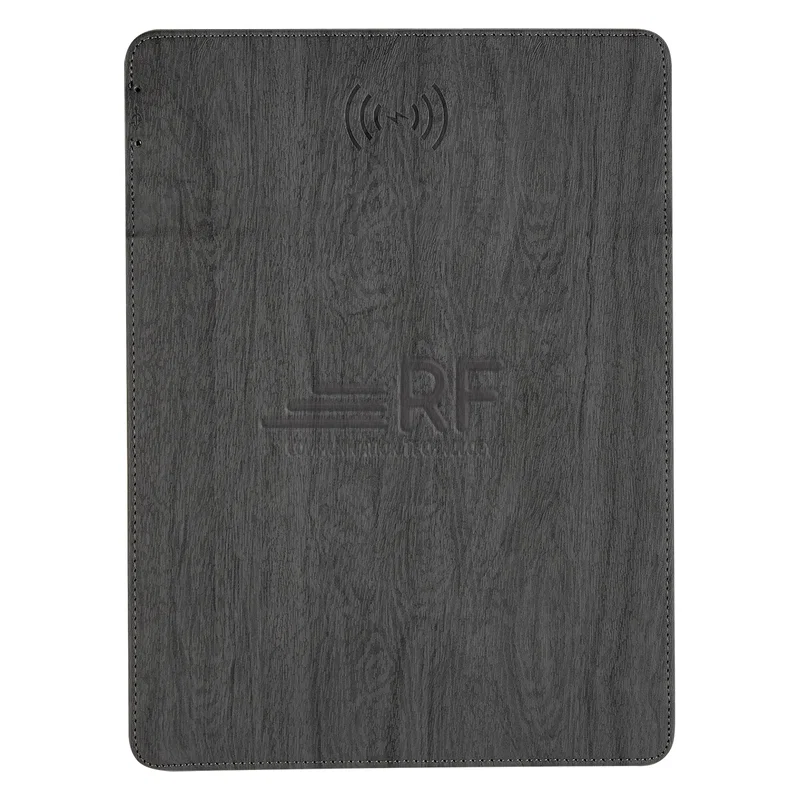 Woodgrain Wireless Charging Mouse Pad With Phone Stand — view 3