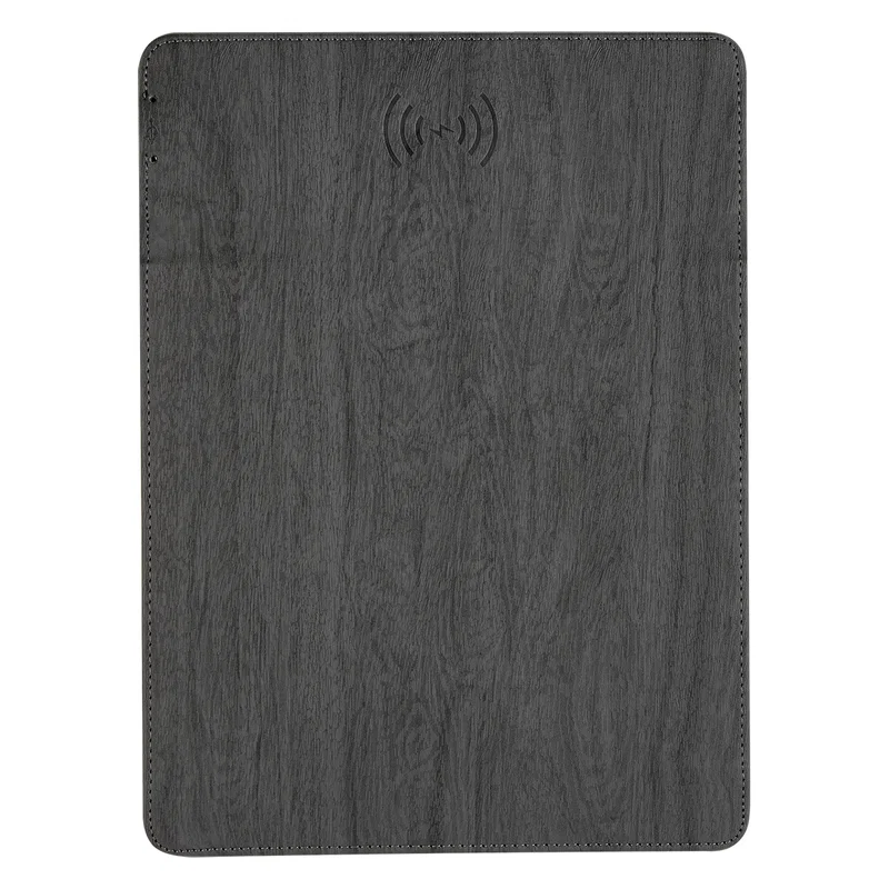 Woodgrain Wireless Charging Mouse Pad With Phone Stand — view 4