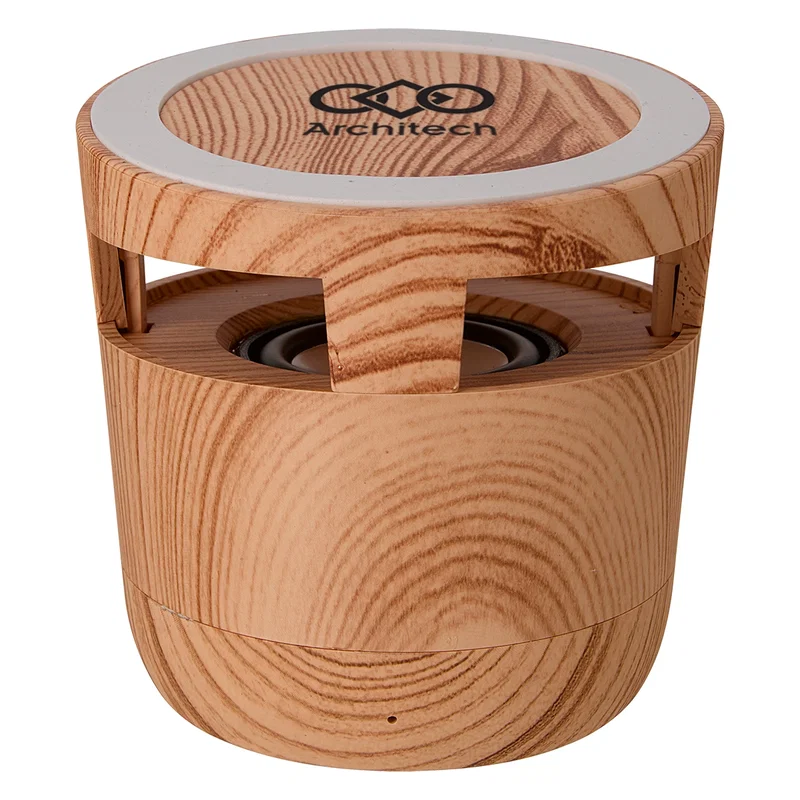 Woodgrain Wireless Charging Pad And Speaker — view 1