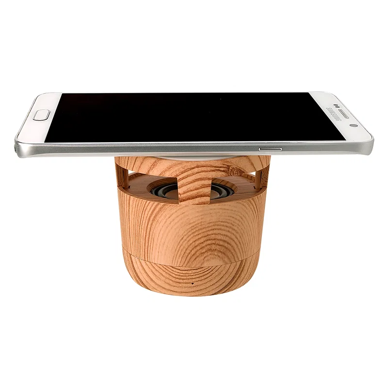 Woodgrain Wireless Charging Pad And Speaker — view 6