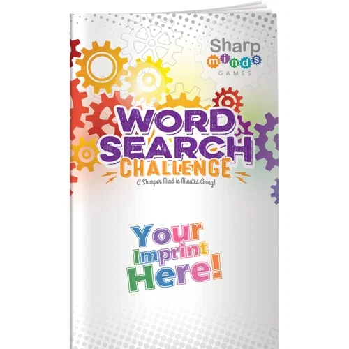 Word Search Challenge Activity Book cover with vocabulary-building word search puzzles
