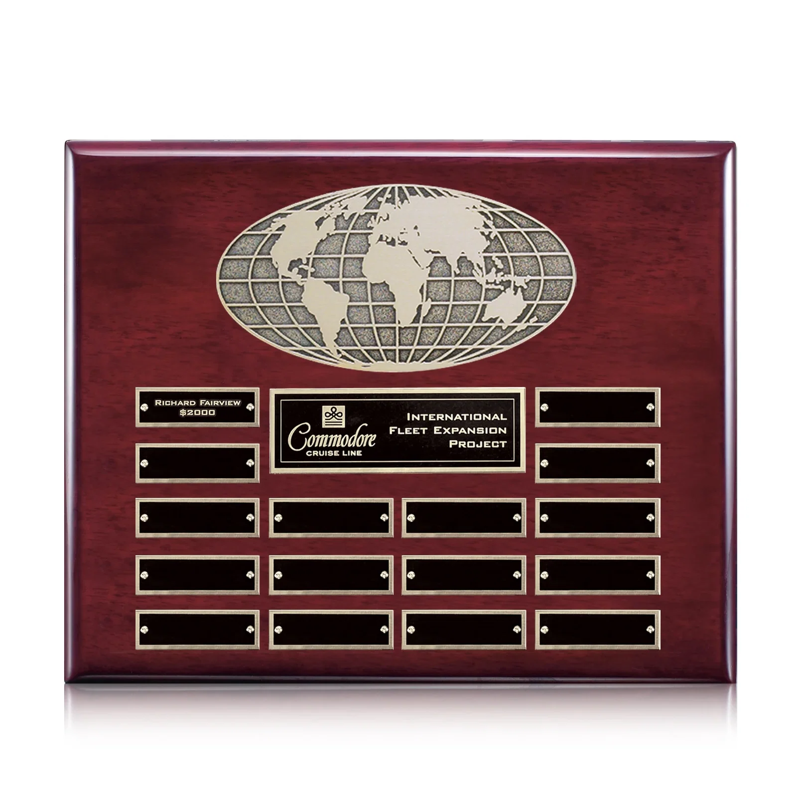 Custom World Globe Perpetual Plaque With Twelve Engraving Inserts for service anniversary gifts