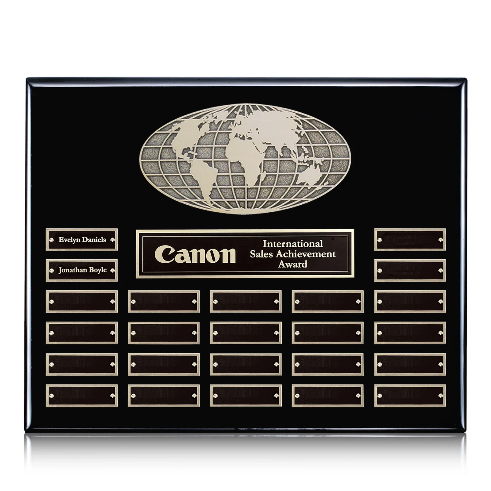 Custom World Globe Perpetual Plaque With Twelve Engraving Inserts for graduation ceremonies