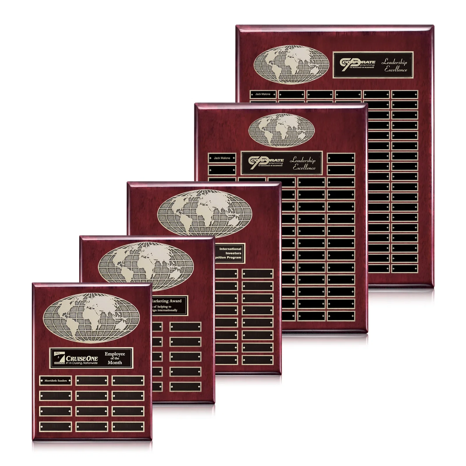 Custom World Globe Perpetual Plaque With Separate Backing And Color Choices for employee recognition