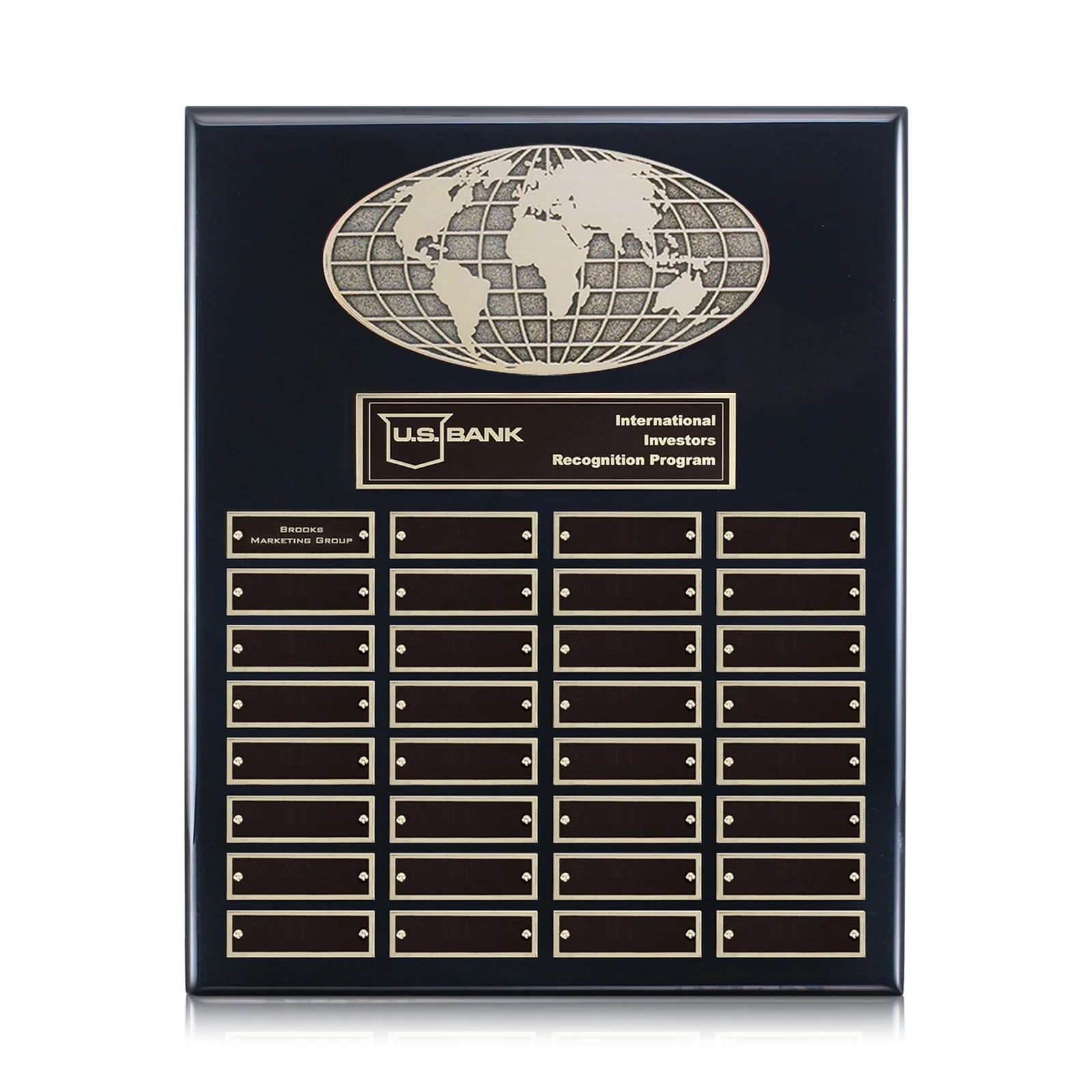 Custom World Globe Perpetual Plaque With Separate Backing And Color Choices for volunteer appreciation