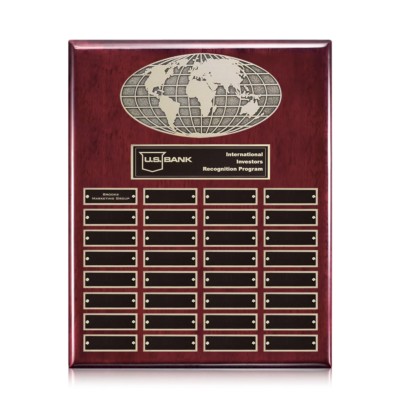 Custom World Globe Perpetual Plaque With Separate Backing And Color Choices for sales achievement awards