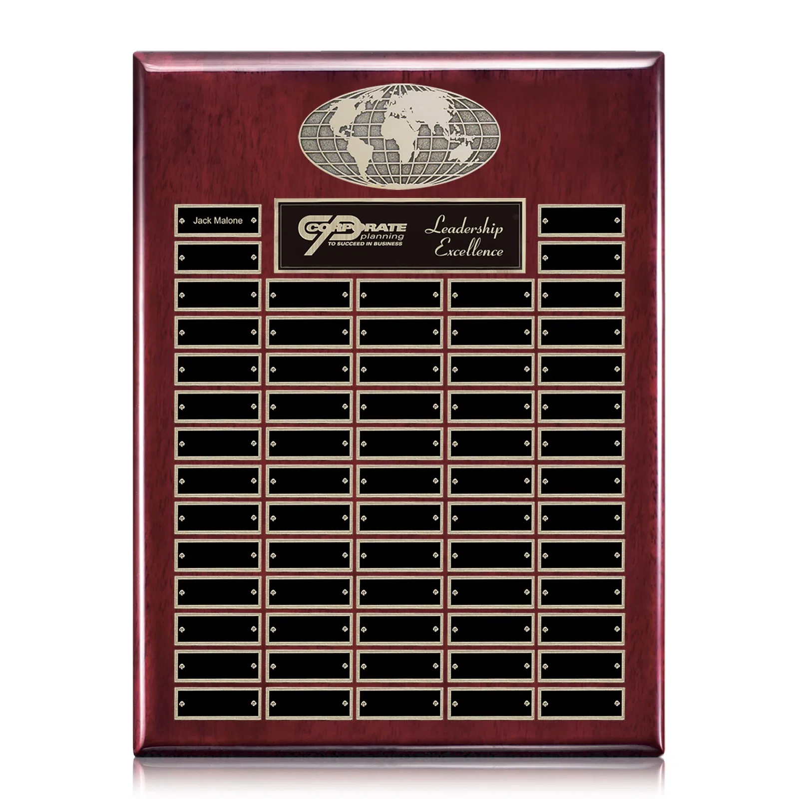 Custom World Globe Perpetual Plaque With Separate Backing And Color Choices for retirement presentations