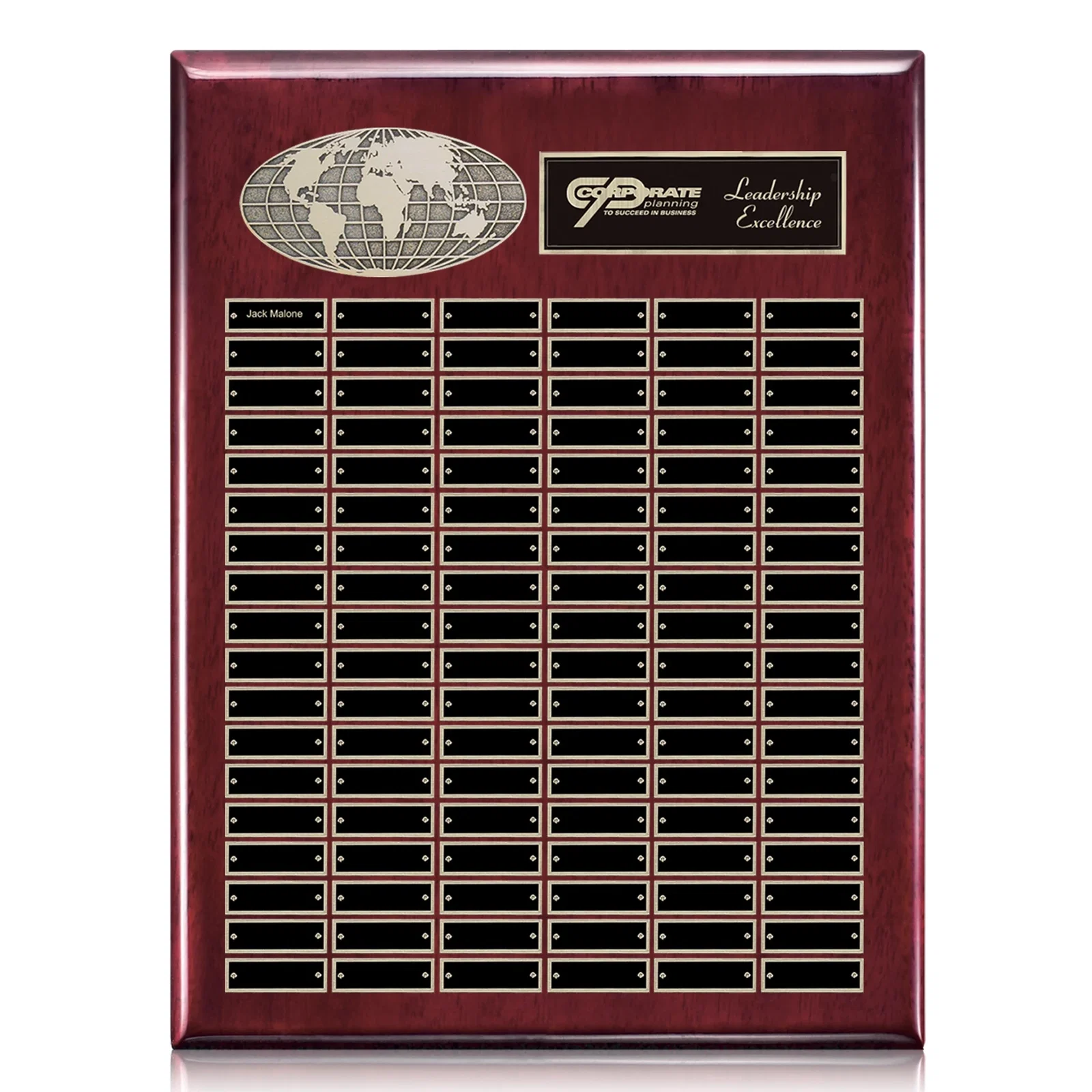 Custom World Globe Perpetual Plaque With Separate Backing And Color Choices for team milestone celebrations