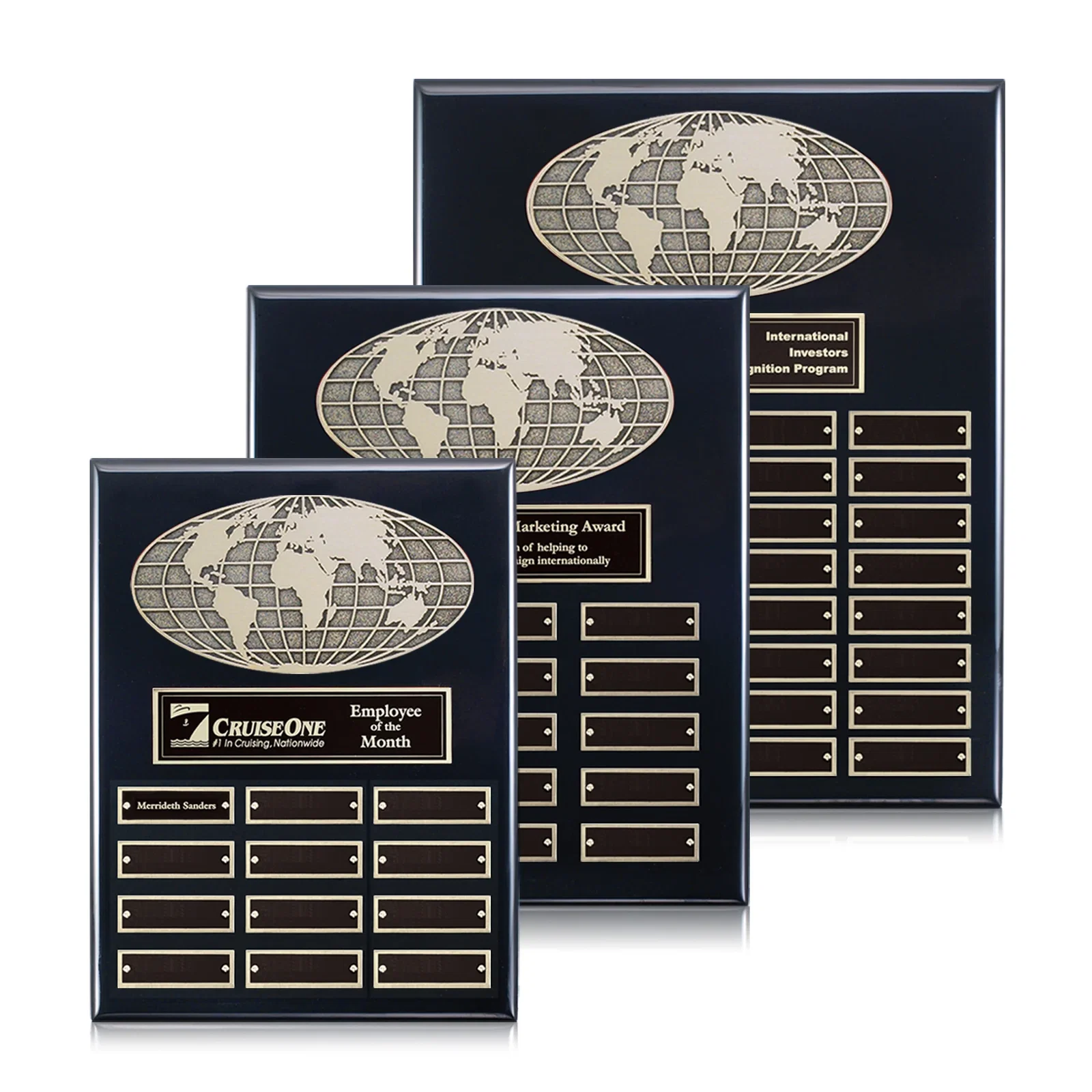 Custom World Globe Perpetual Plaque With Separate Backing And Color Choices for donor appreciation
