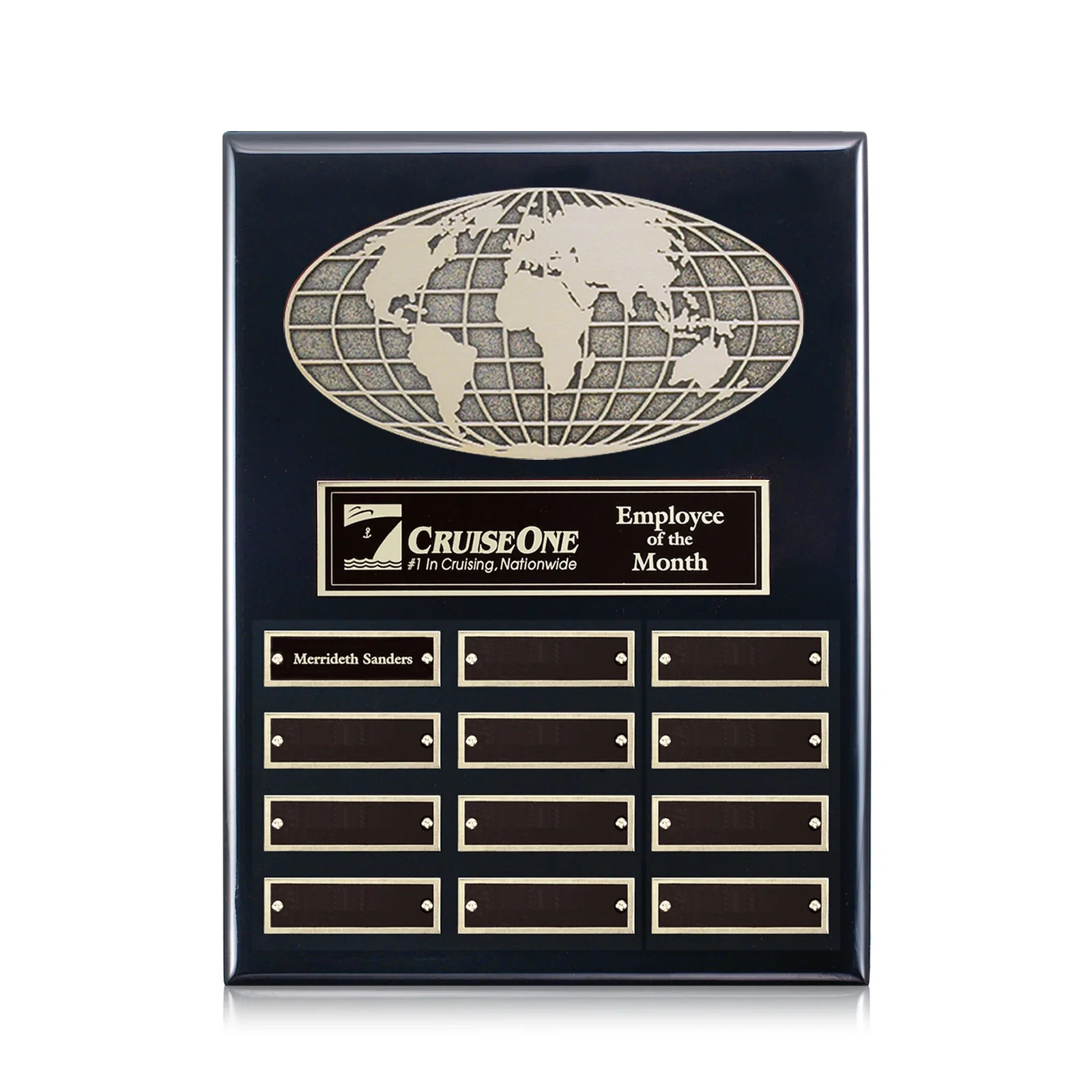 Custom World Globe Perpetual Plaque With Separate Backing And Color Choices for graduation ceremonies