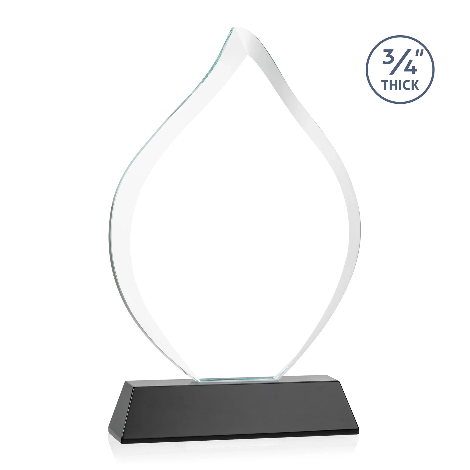 Custom Starfire Crystal Flame Award on Tall Tapered Base, with your logo for employee recognition