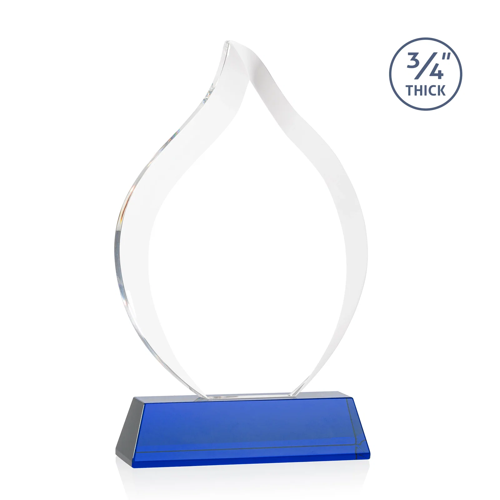 Custom Starfire Crystal Flame Award on Tall Tapered Base, with your logo for service anniversary gifts