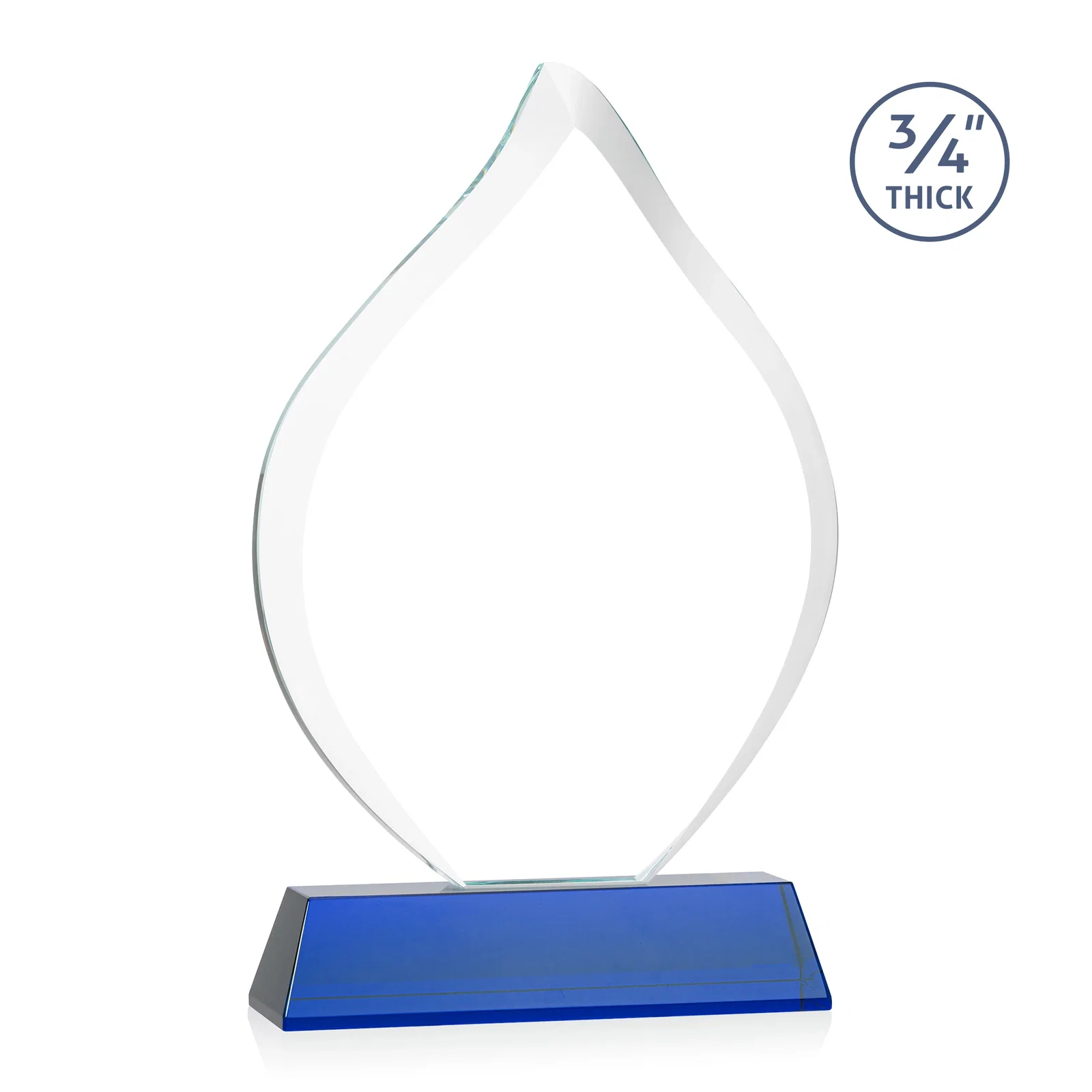 Custom Starfire Crystal Flame Award on Tall Tapered Base, with your logo for sales achievement awards