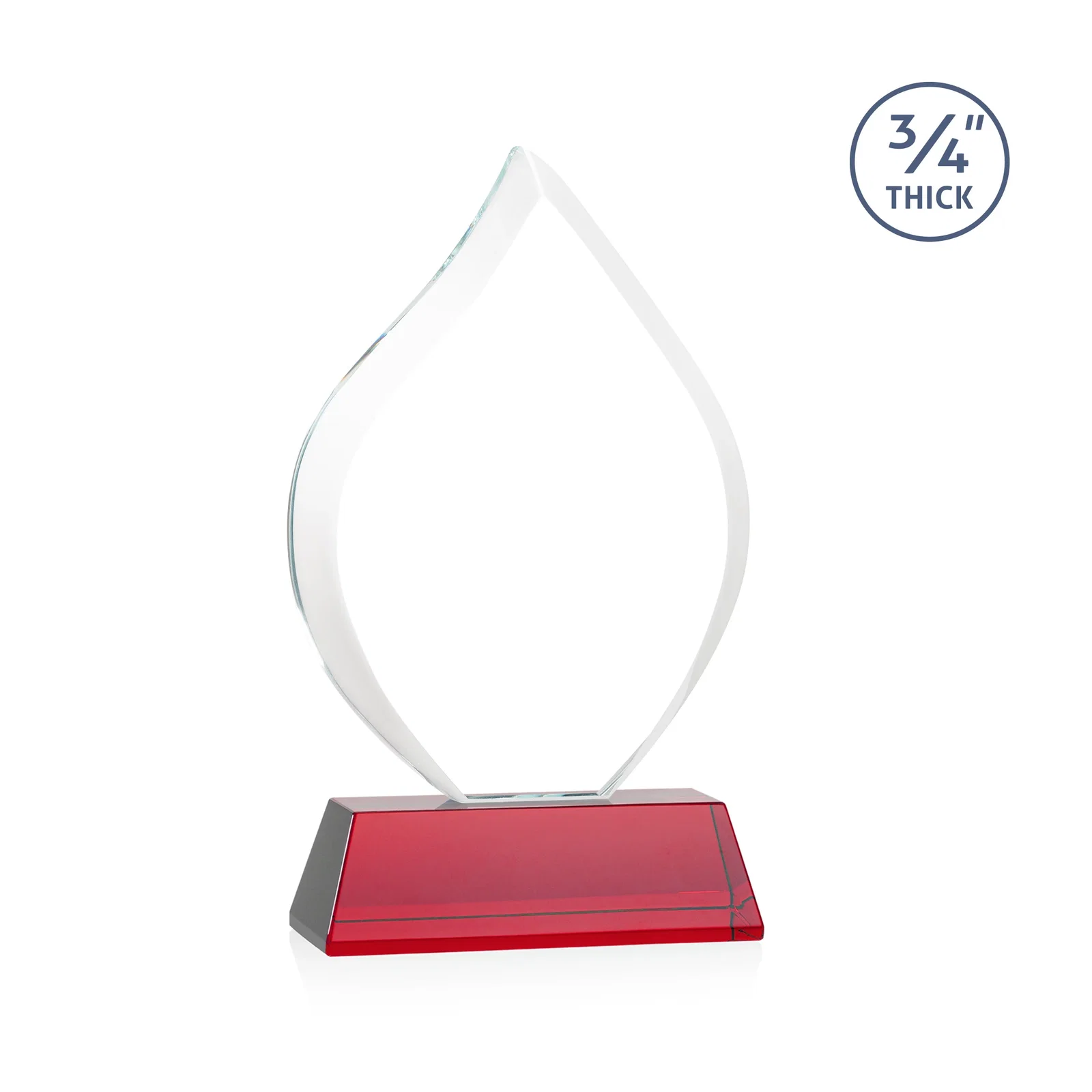 Custom Starfire Crystal Flame Award on Tall Tapered Base, with your logo for retirement presentations