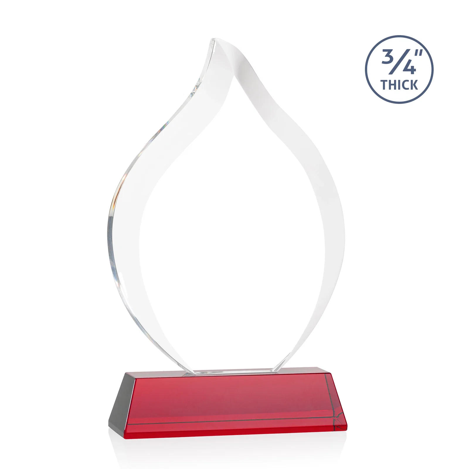 Custom Starfire Crystal Flame Award on Tall Tapered Base, with your logo for team milestone celebrations