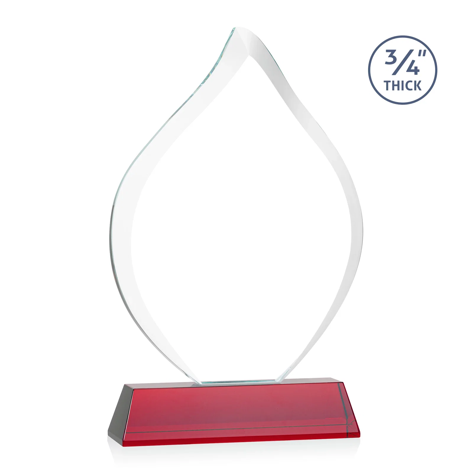 Custom Starfire Crystal Flame Award on Tall Tapered Base, with your logo for donor appreciation
