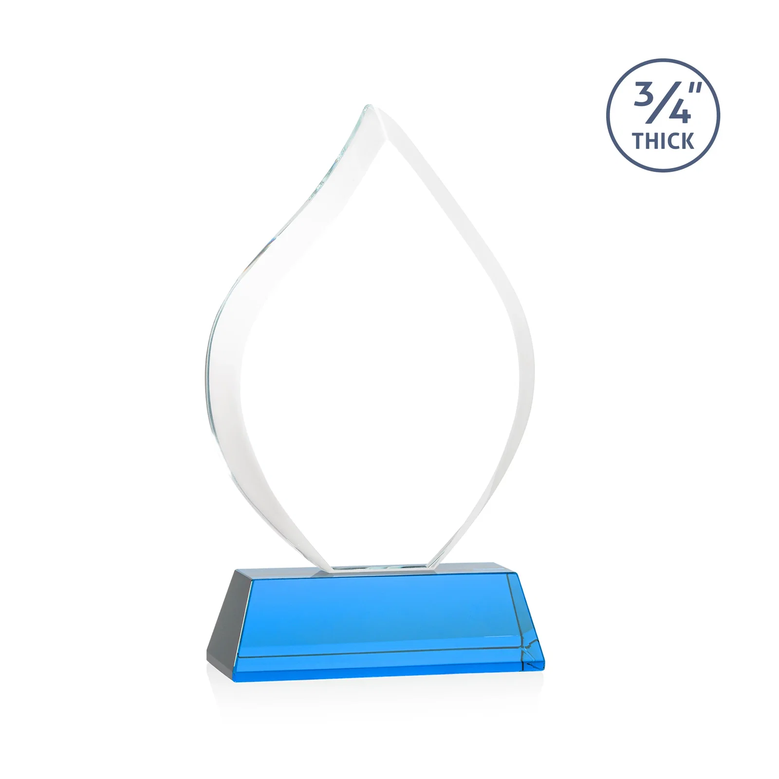 Custom Starfire Crystal Flame Award on Tall Tapered Base, with your logo for graduation ceremonies