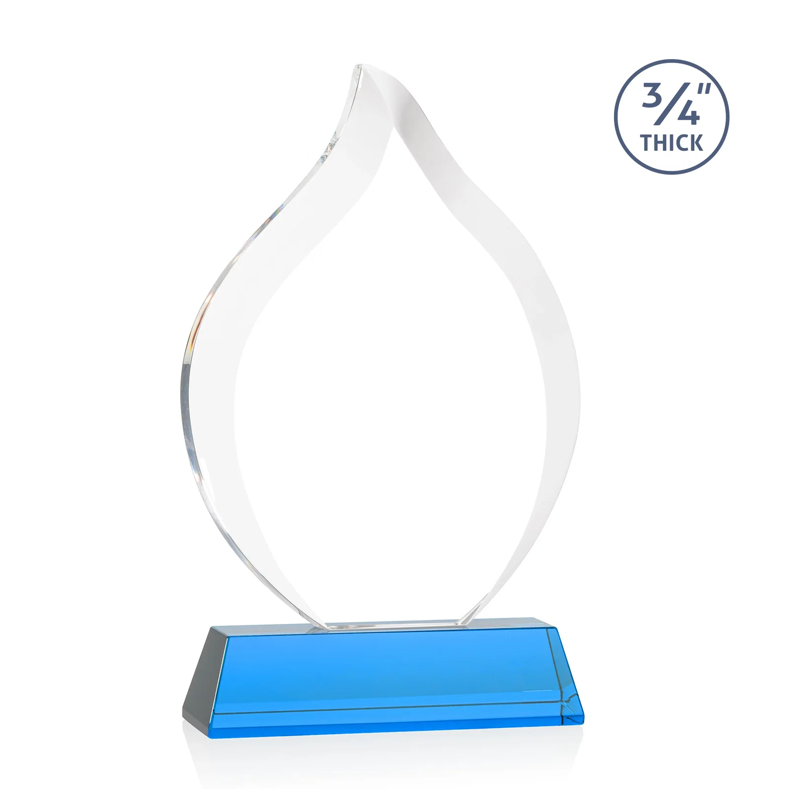 Custom Starfire Crystal Flame Award on Tall Tapered Base, with your logo for safety achievement programs