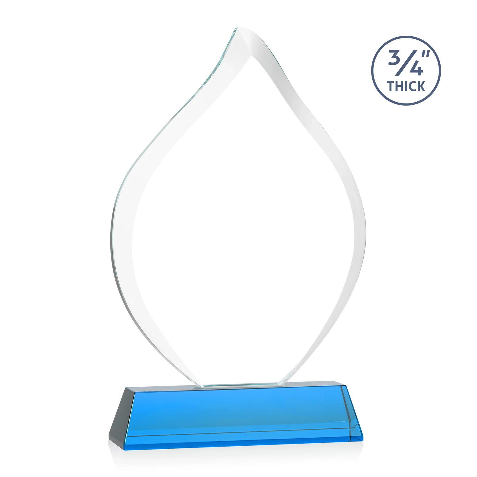 Custom Starfire Crystal Flame Award on Tall Tapered Base, with your logo for volunteer appreciation