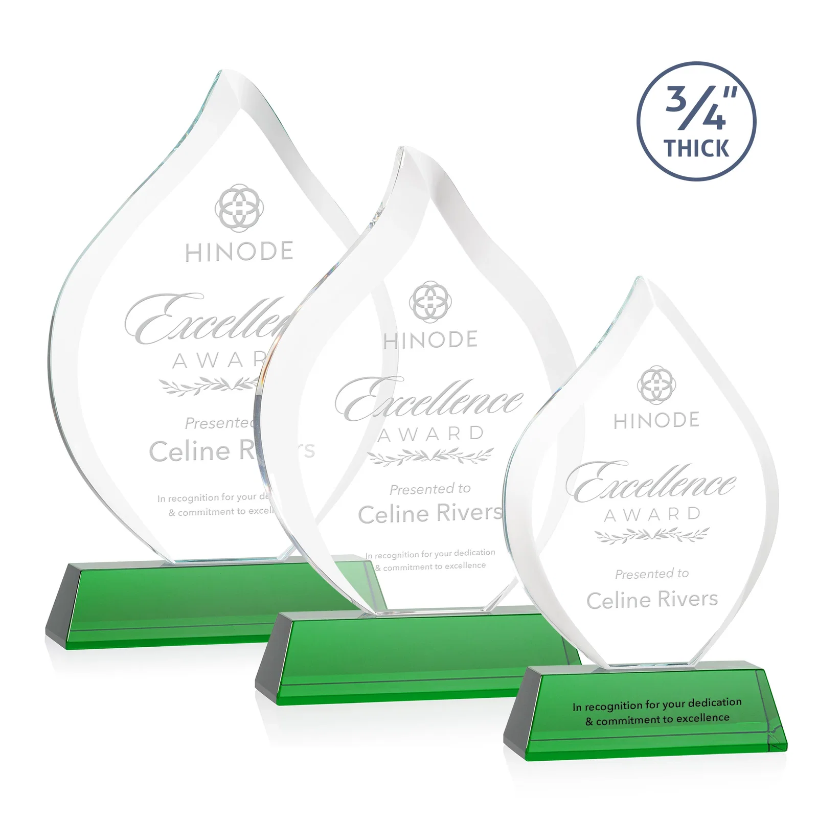 Custom Starfire Crystal Flame Award on Tall Tapered Base for volunteer appreciation