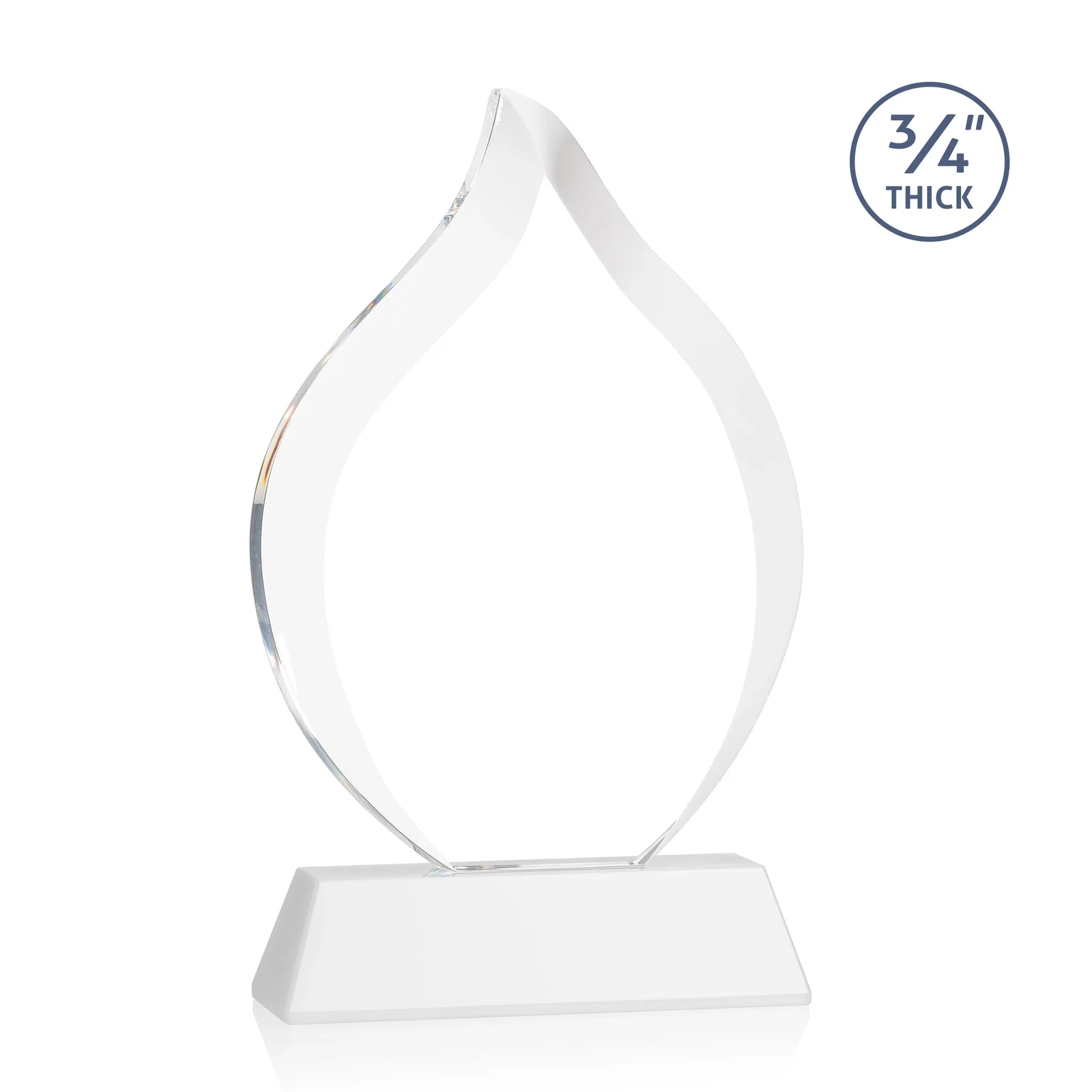 Custom Starfire Crystal Flame Award on Tall Tapered Base, with your logo for company anniversary events