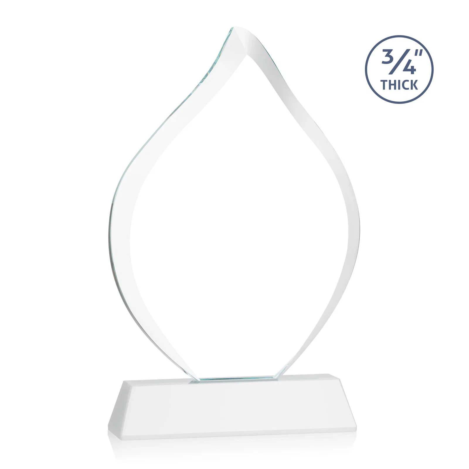 Personalized Starfire Crystal Flame Award on Tall Tapered Base, with your logo for employee recognition