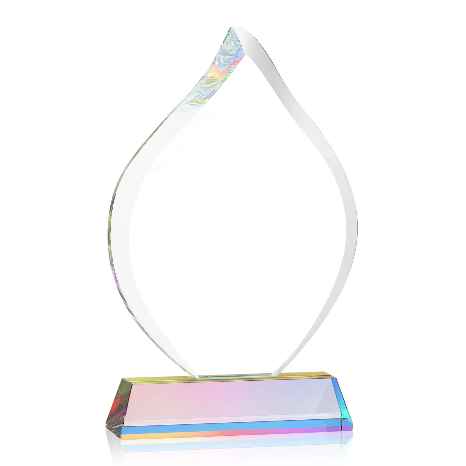 Personalized Starfire Crystal Flame Award on Tall Tapered Base, with your logo for sales achievement awards