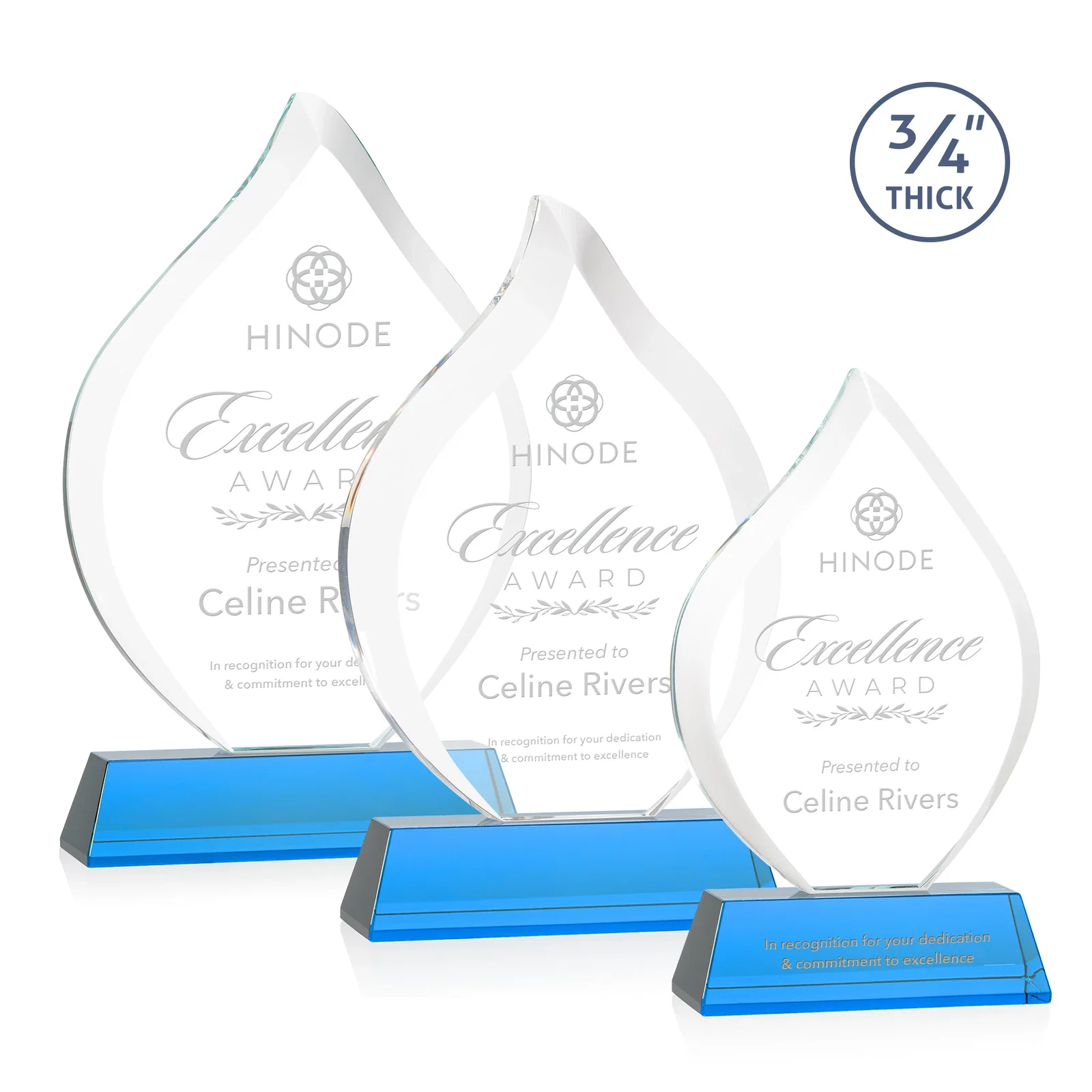 Promotional Starfire Crystal Flame Award on Tall Tapered Base for corporate award ceremonies