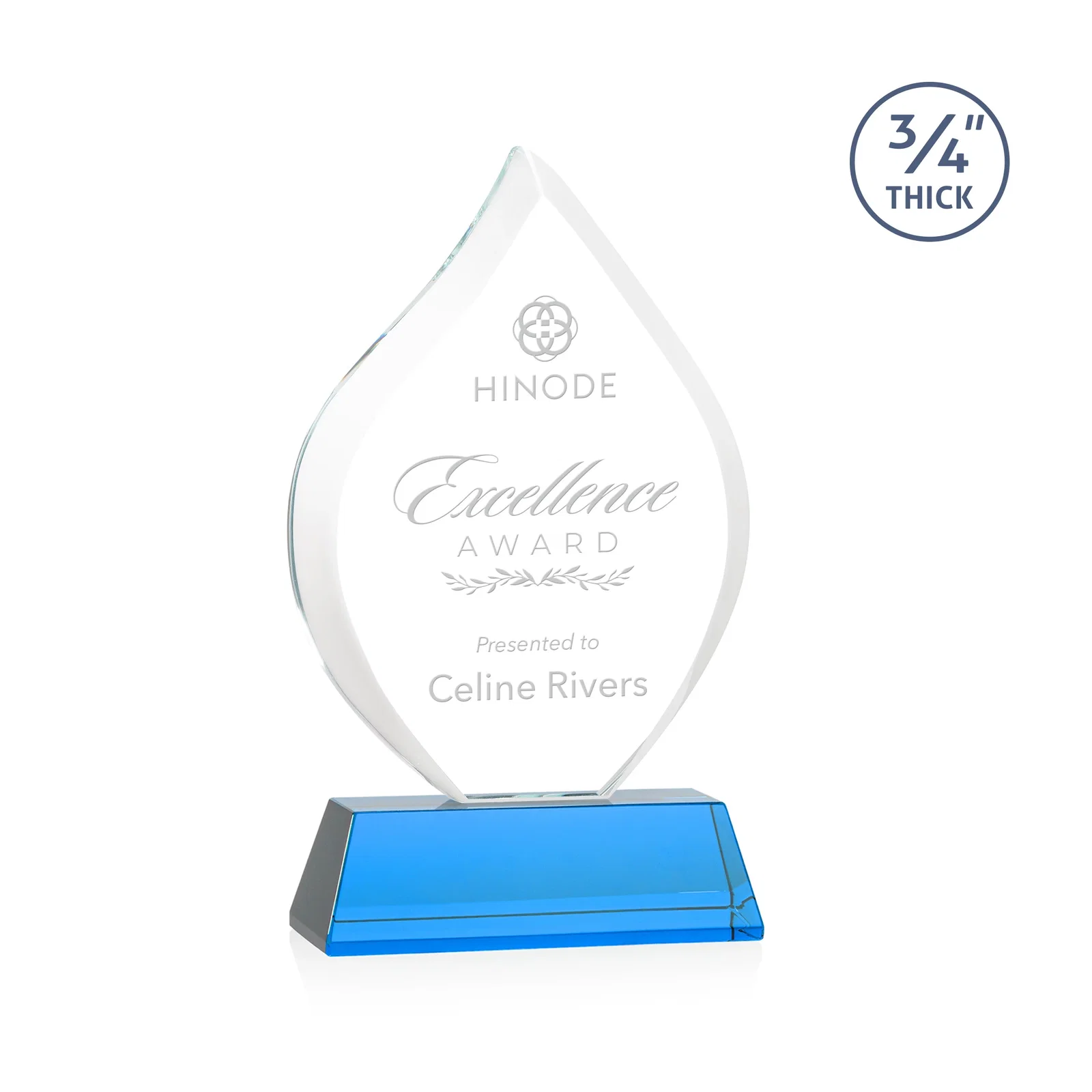 Promotional Starfire Crystal Flame Award on Tall Tapered Base for service anniversary gifts