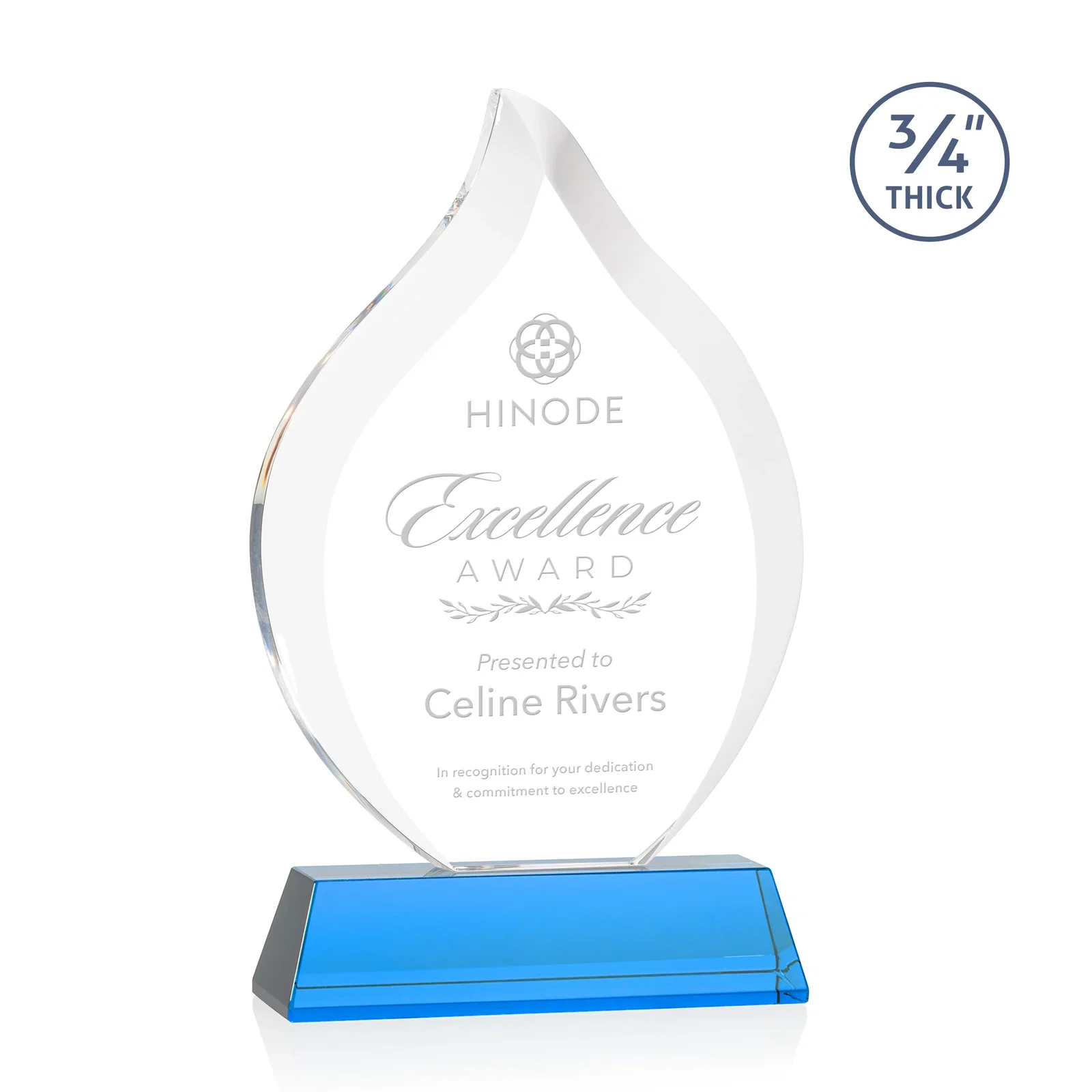 Promotional Starfire Crystal Flame Award on Tall Tapered Base for sales achievement awards