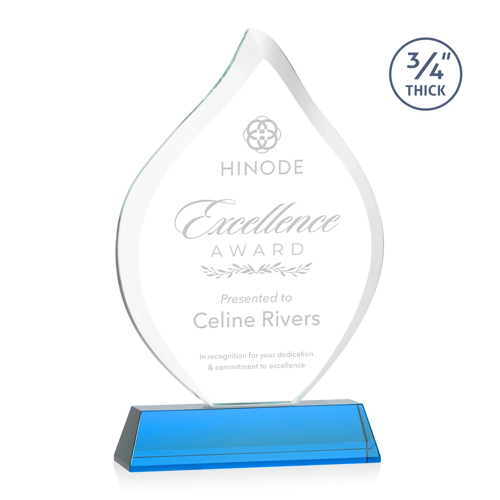Promotional Starfire Crystal Flame Award on Tall Tapered Base for retirement presentations