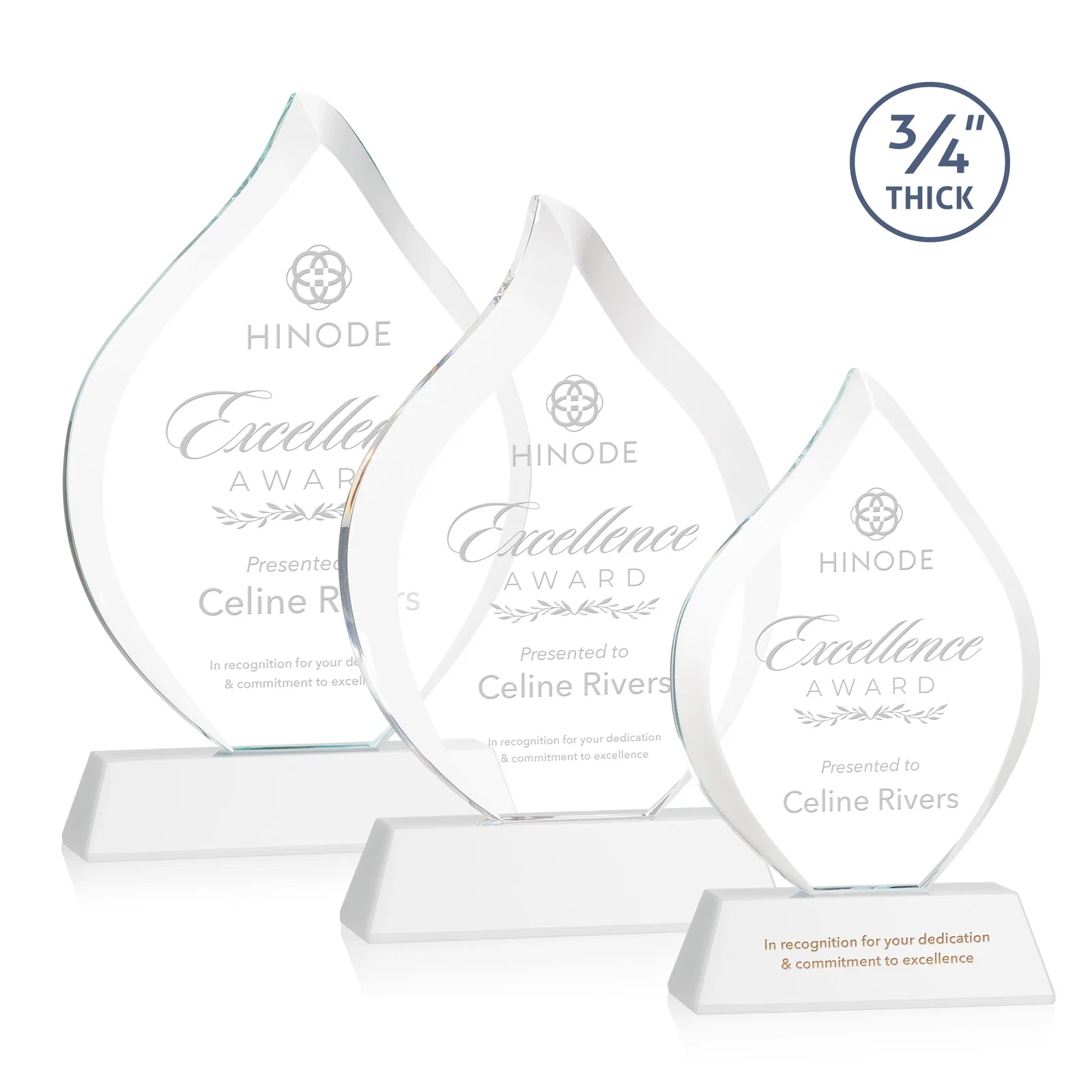 Promotional Starfire Crystal Flame Award on Tall Tapered Base for team milestone celebrations