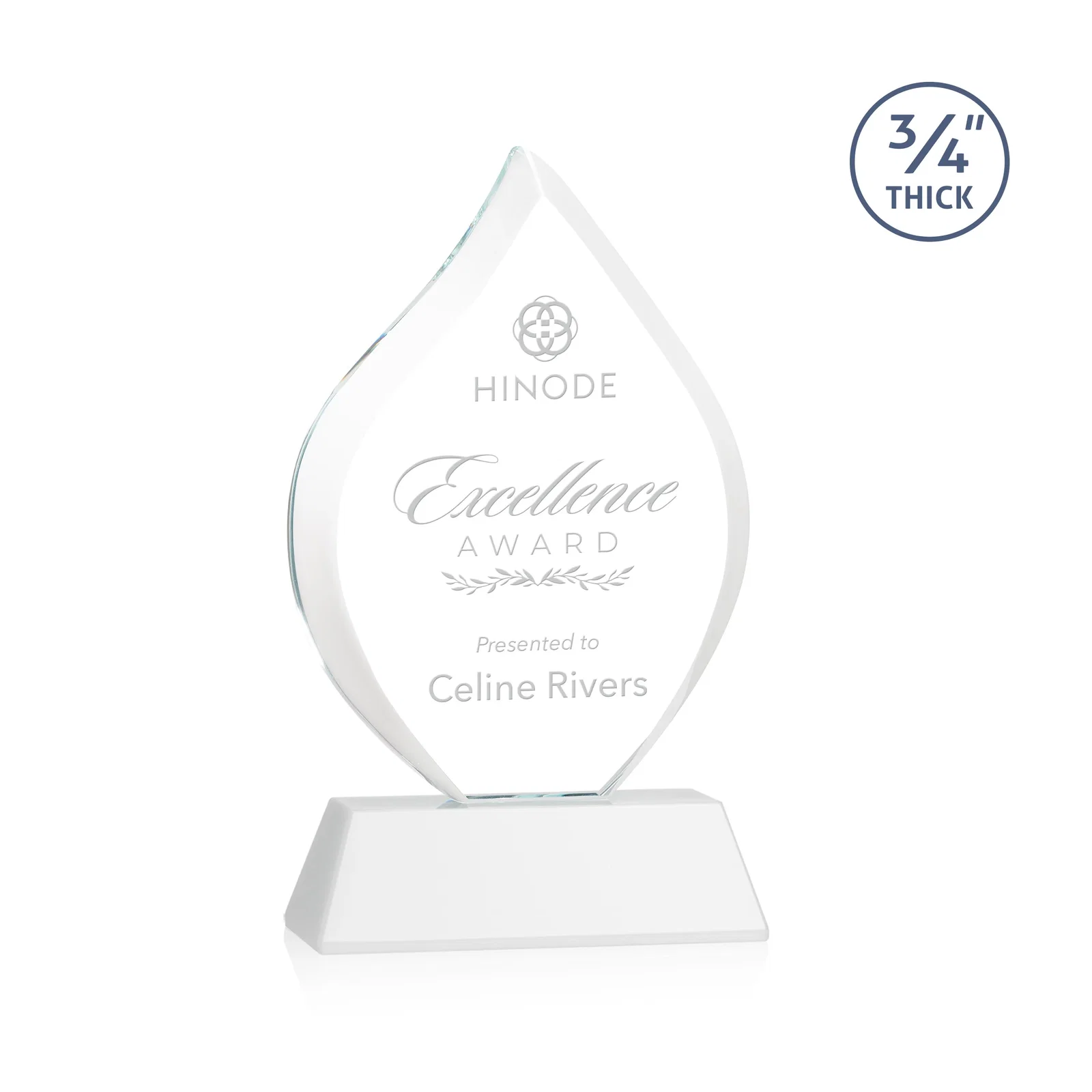 Promotional Starfire Crystal Flame Award on Tall Tapered Base for donor appreciation