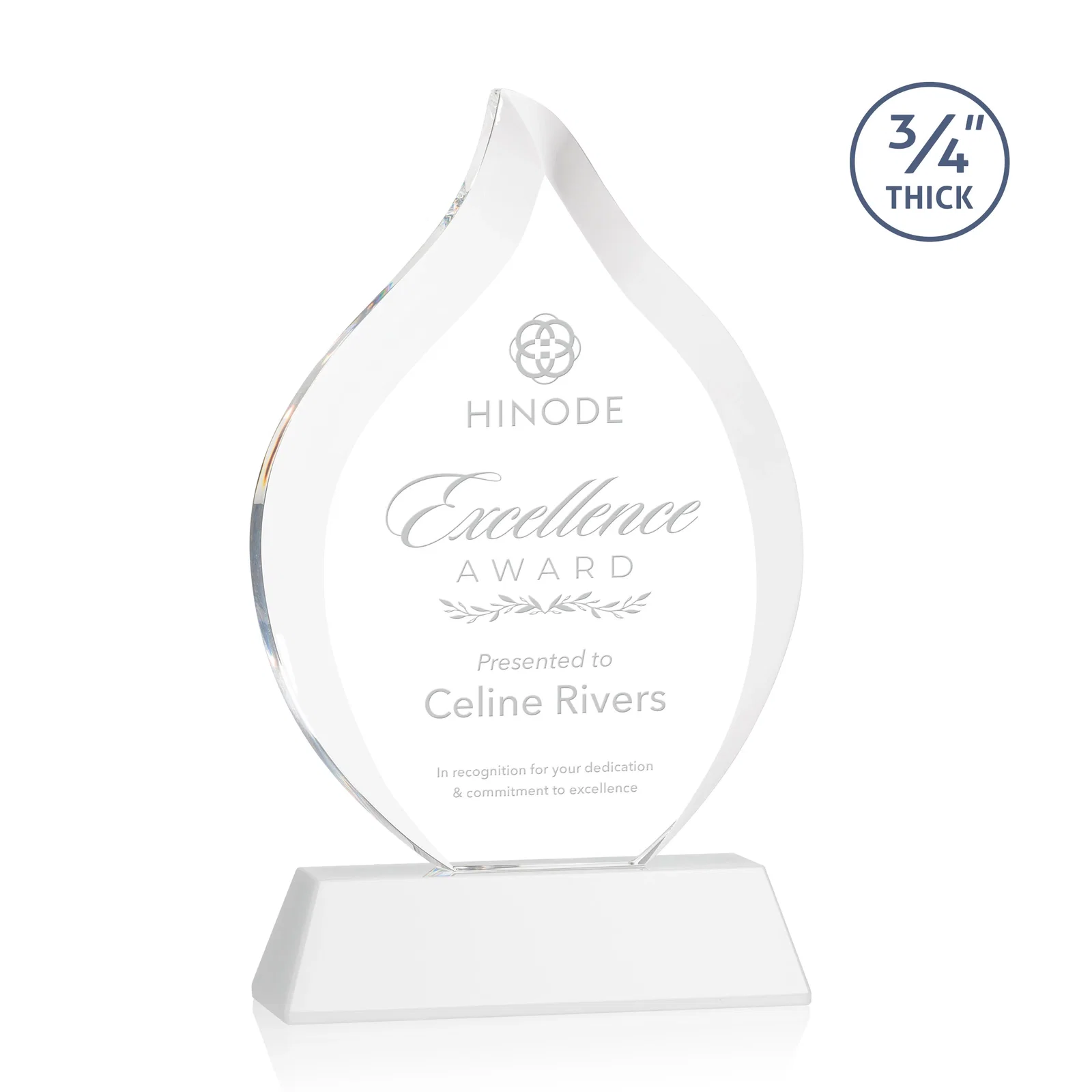 Promotional Starfire Crystal Flame Award on Tall Tapered Base for graduation ceremonies