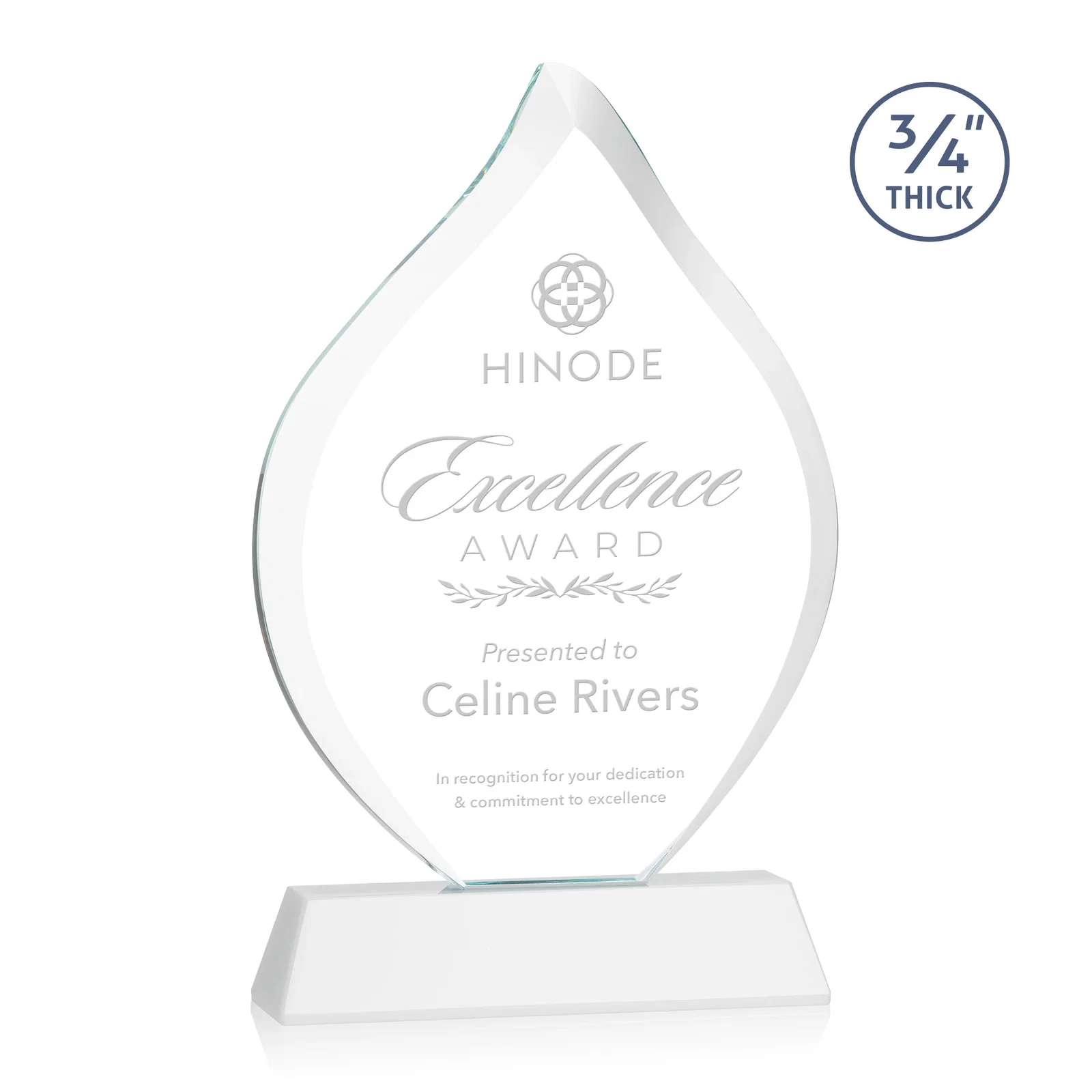 Promotional Starfire Crystal Flame Award on Tall Tapered Base for safety achievement programs
