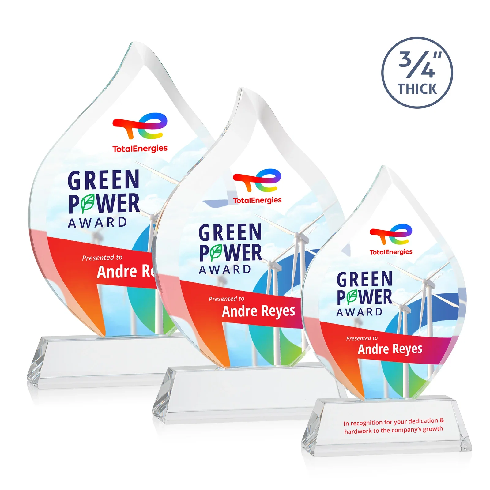 Promotional Starfire Crystal Flame Award on Tall Tapered Base for volunteer appreciation