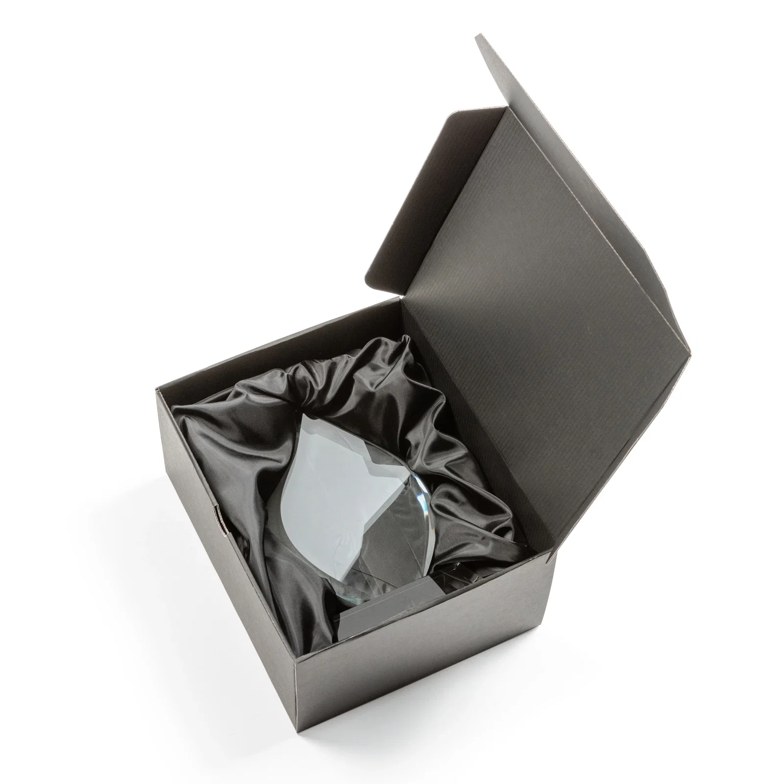 Custom Starfire Crystal Flame Award on Tall Tapered Base for retirement presentations