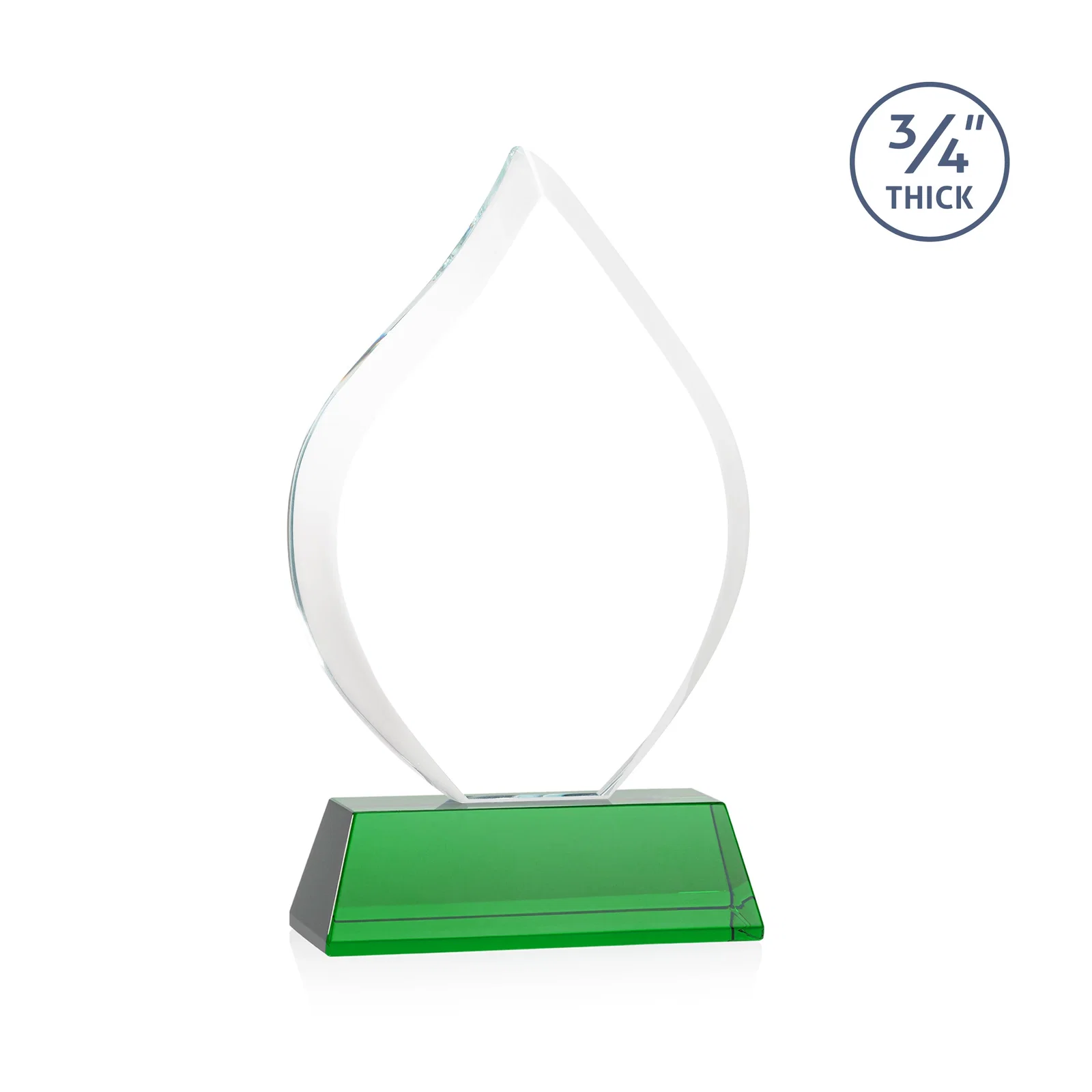 Custom engraved Starfire Crystal Flame Award on Tall Tapered Base for graduation ceremonies