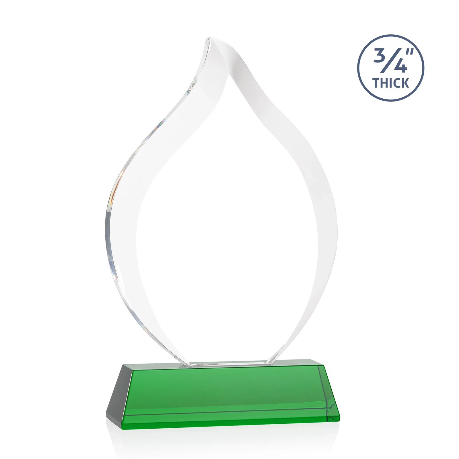 Custom engraved Starfire Crystal Flame Award on Tall Tapered Base for safety achievement programs
