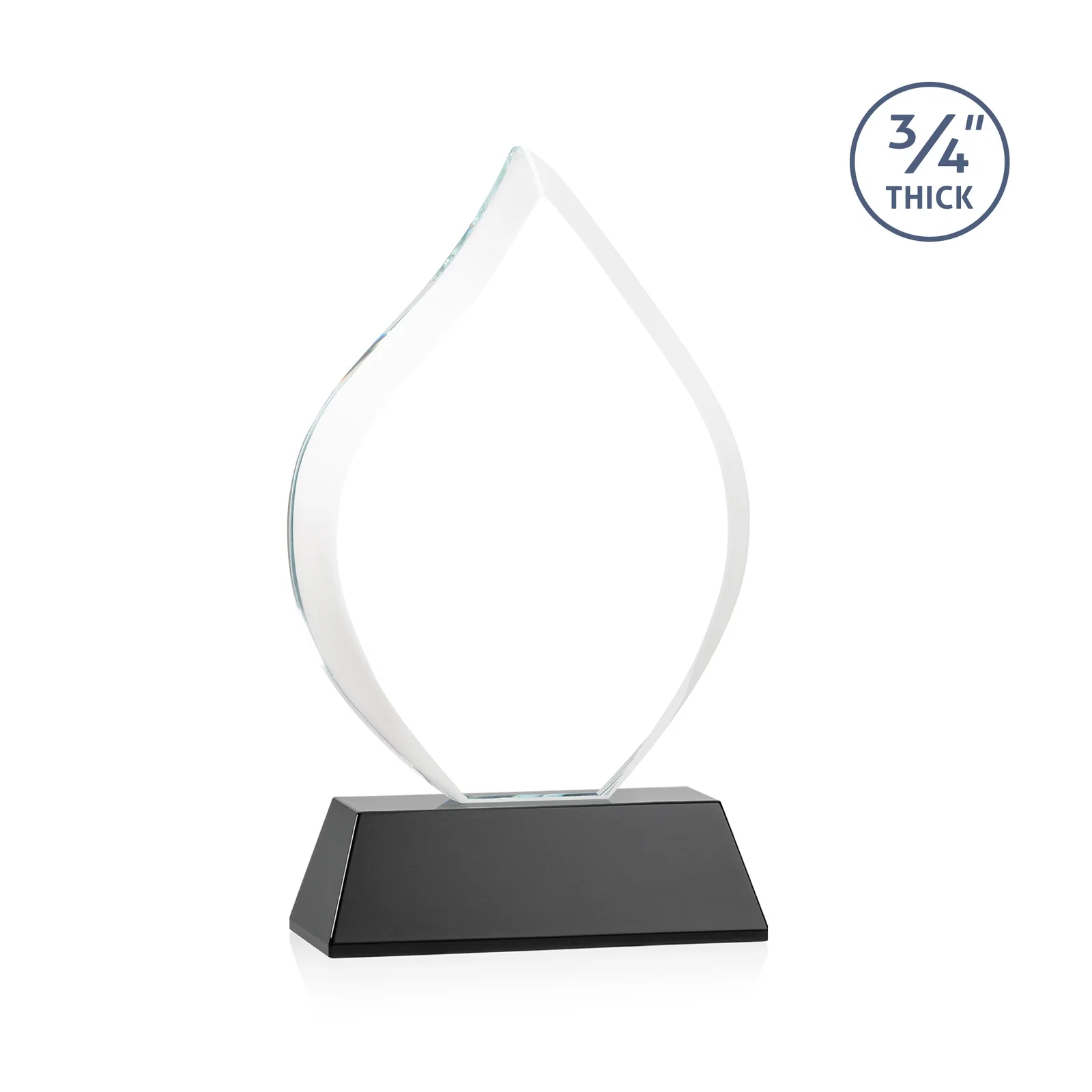 Custom engraved Starfire Crystal Flame Award on Tall Tapered Base for dealer and partner awards