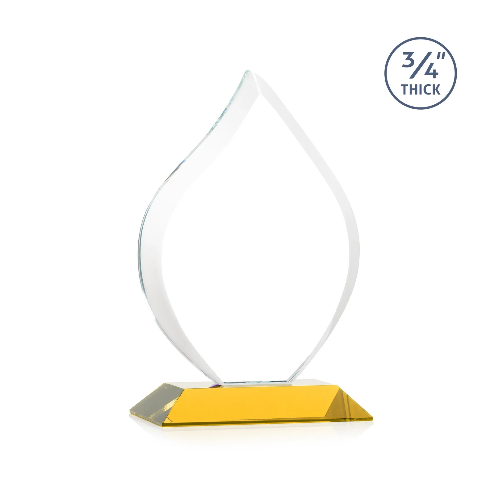 Custom engraved Starfire Crystal Flame Award With A Mitered Base for company anniversary events